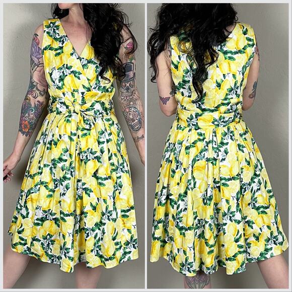 Vintage Y2K Lemon Print Novelty Sleeveless Dress - Picture 4 of 7
